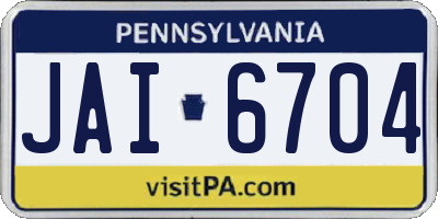 PA license plate JAI6704