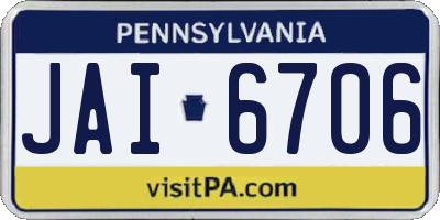 PA license plate JAI6706