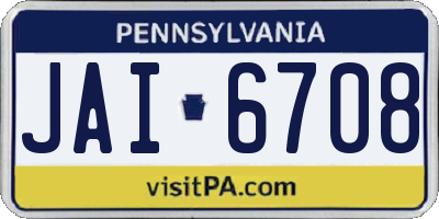 PA license plate JAI6708