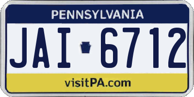 PA license plate JAI6712