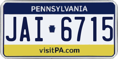 PA license plate JAI6715