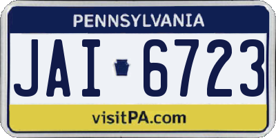PA license plate JAI6723