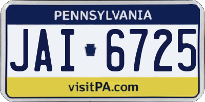 PA license plate JAI6725