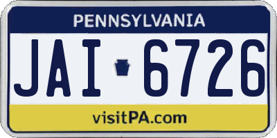 PA license plate JAI6726