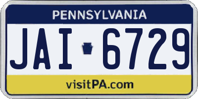 PA license plate JAI6729