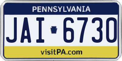 PA license plate JAI6730