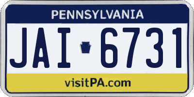 PA license plate JAI6731