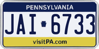PA license plate JAI6733