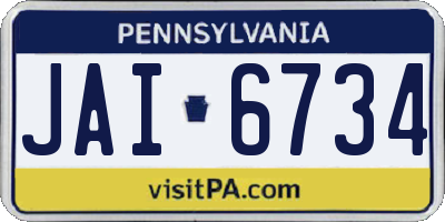 PA license plate JAI6734