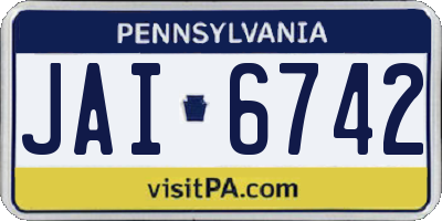 PA license plate JAI6742