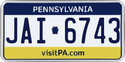 PA license plate JAI6743