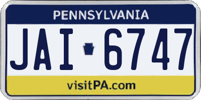 PA license plate JAI6747