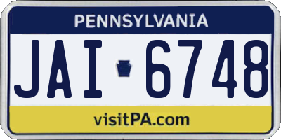 PA license plate JAI6748