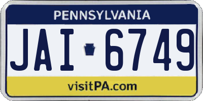 PA license plate JAI6749