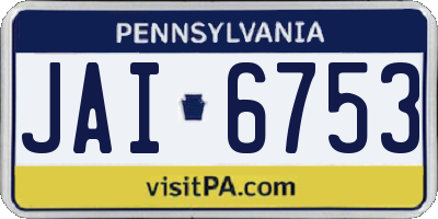 PA license plate JAI6753