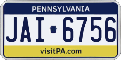 PA license plate JAI6756