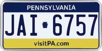 PA license plate JAI6757