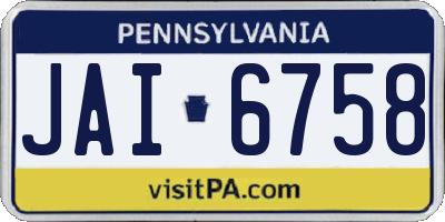 PA license plate JAI6758
