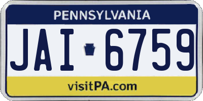 PA license plate JAI6759