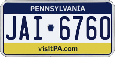 PA license plate JAI6760