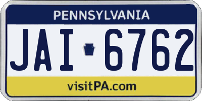 PA license plate JAI6762