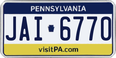 PA license plate JAI6770