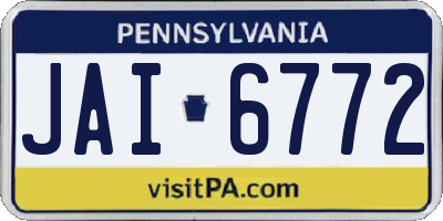 PA license plate JAI6772