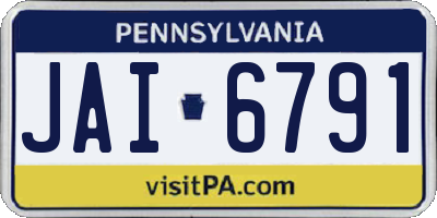PA license plate JAI6791