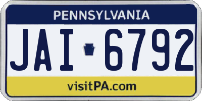 PA license plate JAI6792
