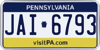 PA license plate JAI6793