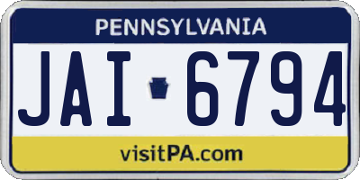 PA license plate JAI6794