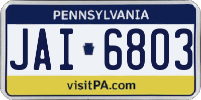 PA license plate JAI6803