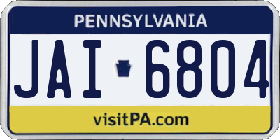 PA license plate JAI6804