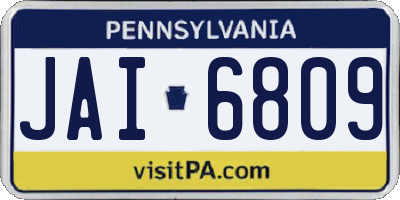 PA license plate JAI6809