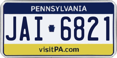 PA license plate JAI6821