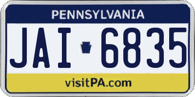 PA license plate JAI6835