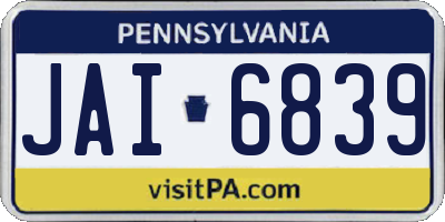 PA license plate JAI6839