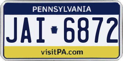 PA license plate JAI6872