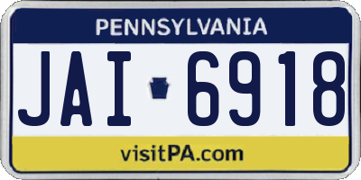 PA license plate JAI6918