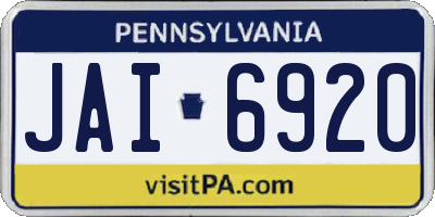 PA license plate JAI6920