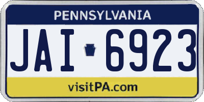 PA license plate JAI6923
