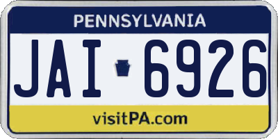 PA license plate JAI6926