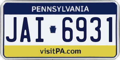 PA license plate JAI6931