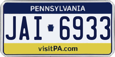 PA license plate JAI6933