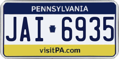 PA license plate JAI6935