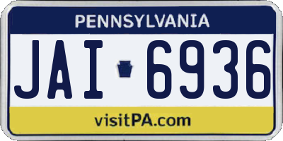 PA license plate JAI6936