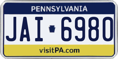 PA license plate JAI6980