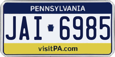 PA license plate JAI6985