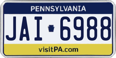 PA license plate JAI6988
