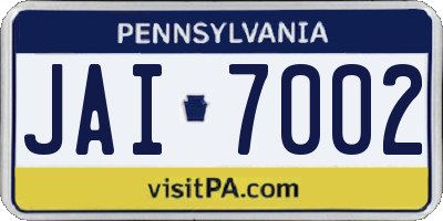 PA license plate JAI7002